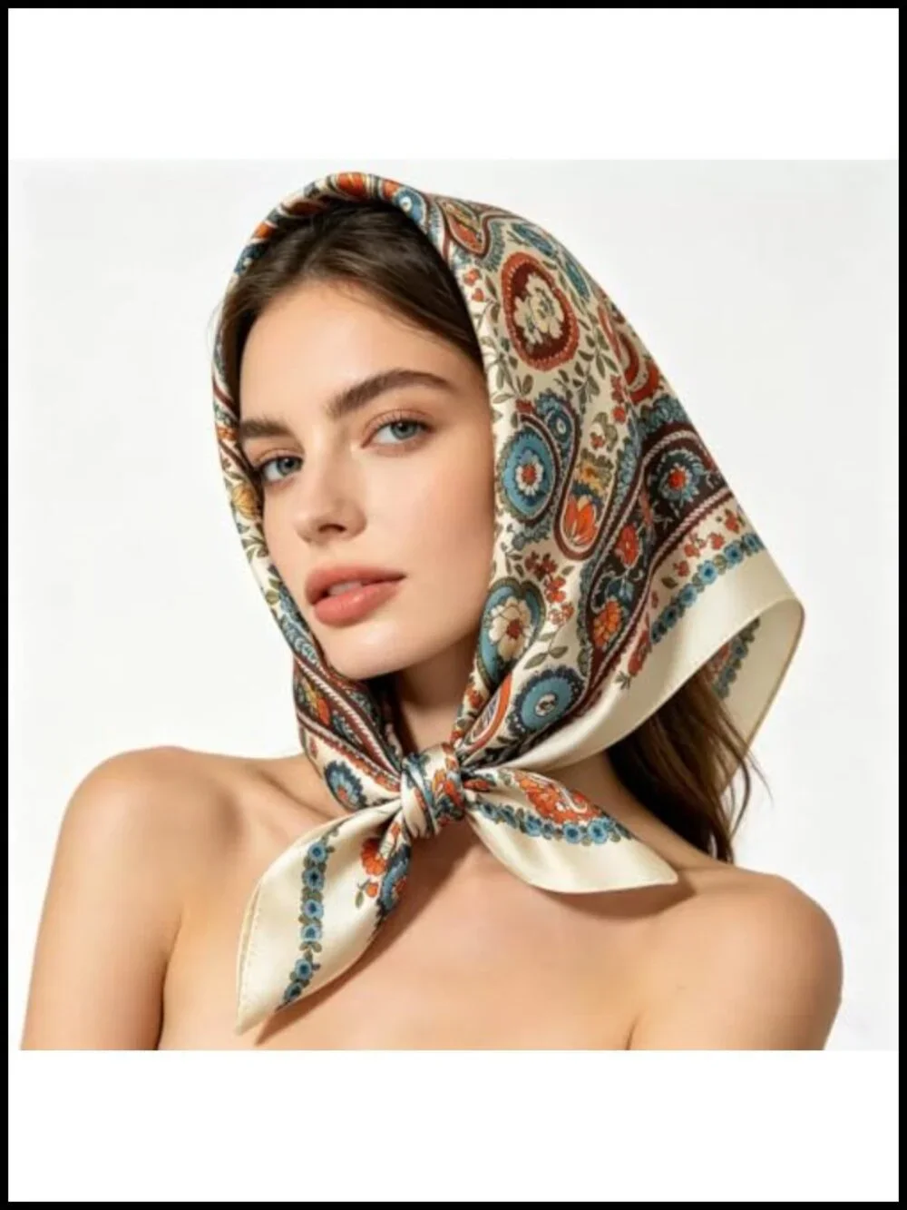 100% Pure Mulberry Silk Small Square Scarf 21x21 Digital Printed Neckerchief